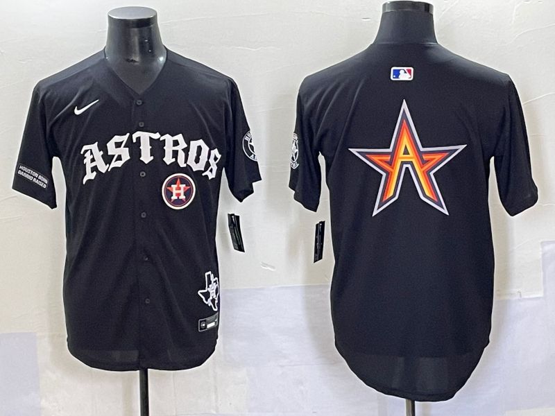 Men 2025 Houston Astros Blank Black Seven generations Joint Name Nike MLB Jersey style 13->houston astros->MLB Jersey